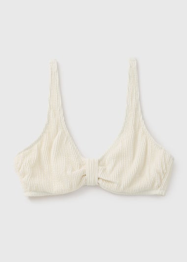 DD+ Cream Textured Knot Bikini Top