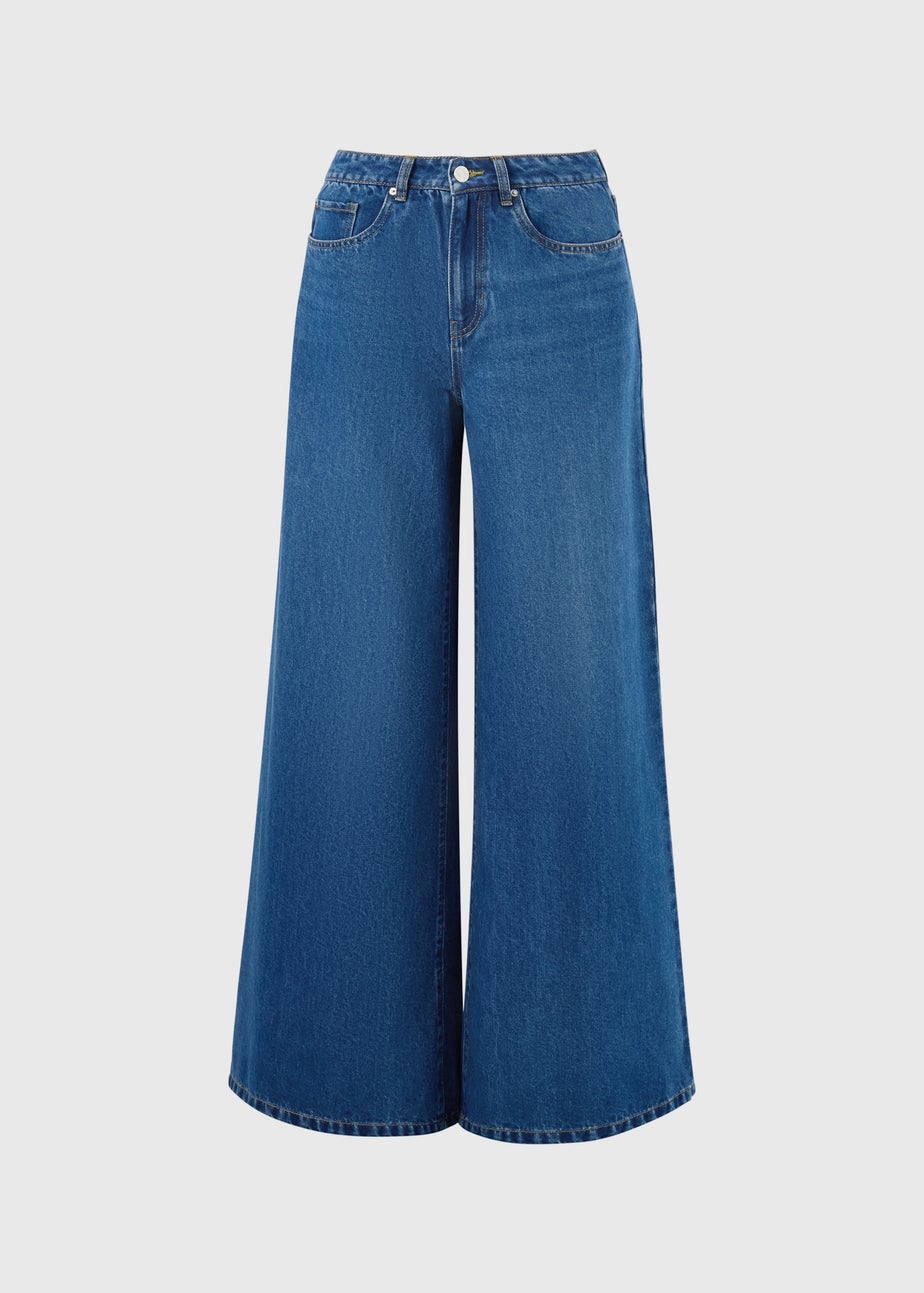 Dark Wash Palazzo Wide Leg Jeans