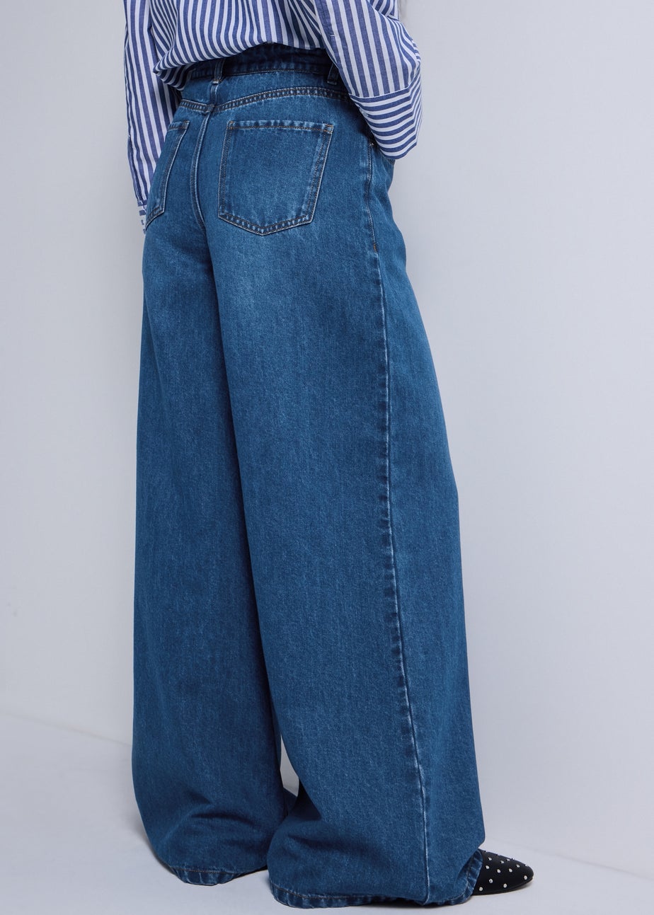 Dark Wash Palazzo Wide Leg Jeans