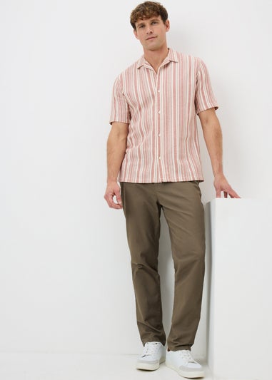 Burgundy Stripe Cheesecloth Short Sleeve Shirt