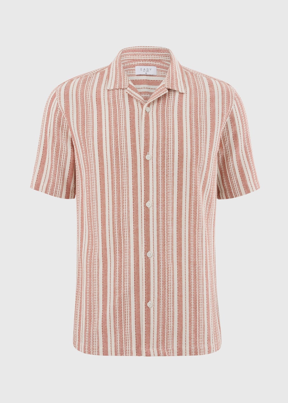 Burgundy Stripe Cheesecloth Short Sleeve Shirt