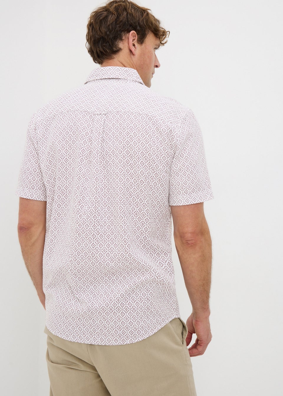 Burgundy Abstract Tribal Seersucker Shirt