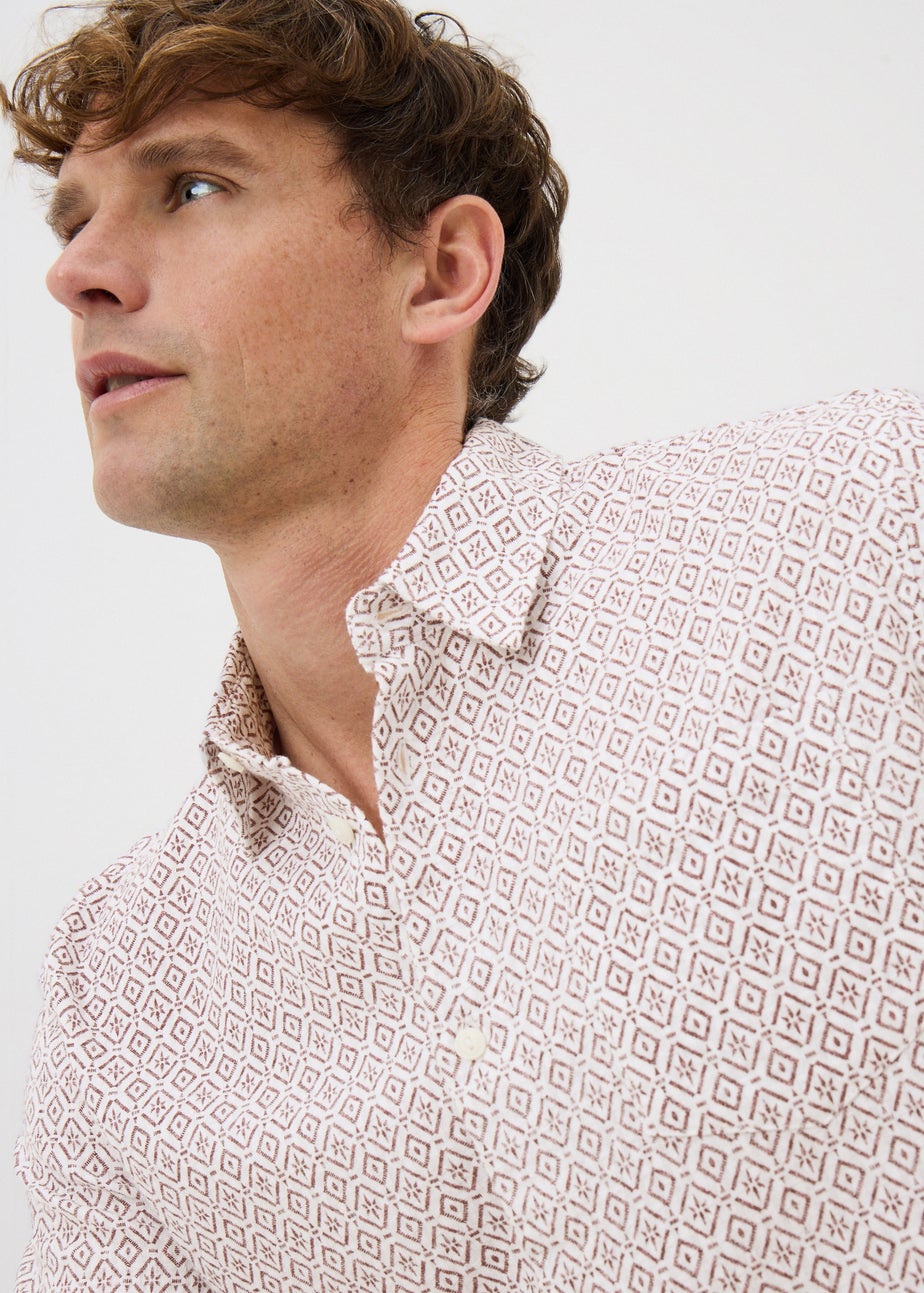 Burgundy Abstract Tribal Seersucker Shirt