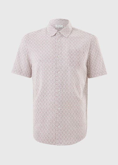 Burgundy Abstract Tribal Seersucker Shirt