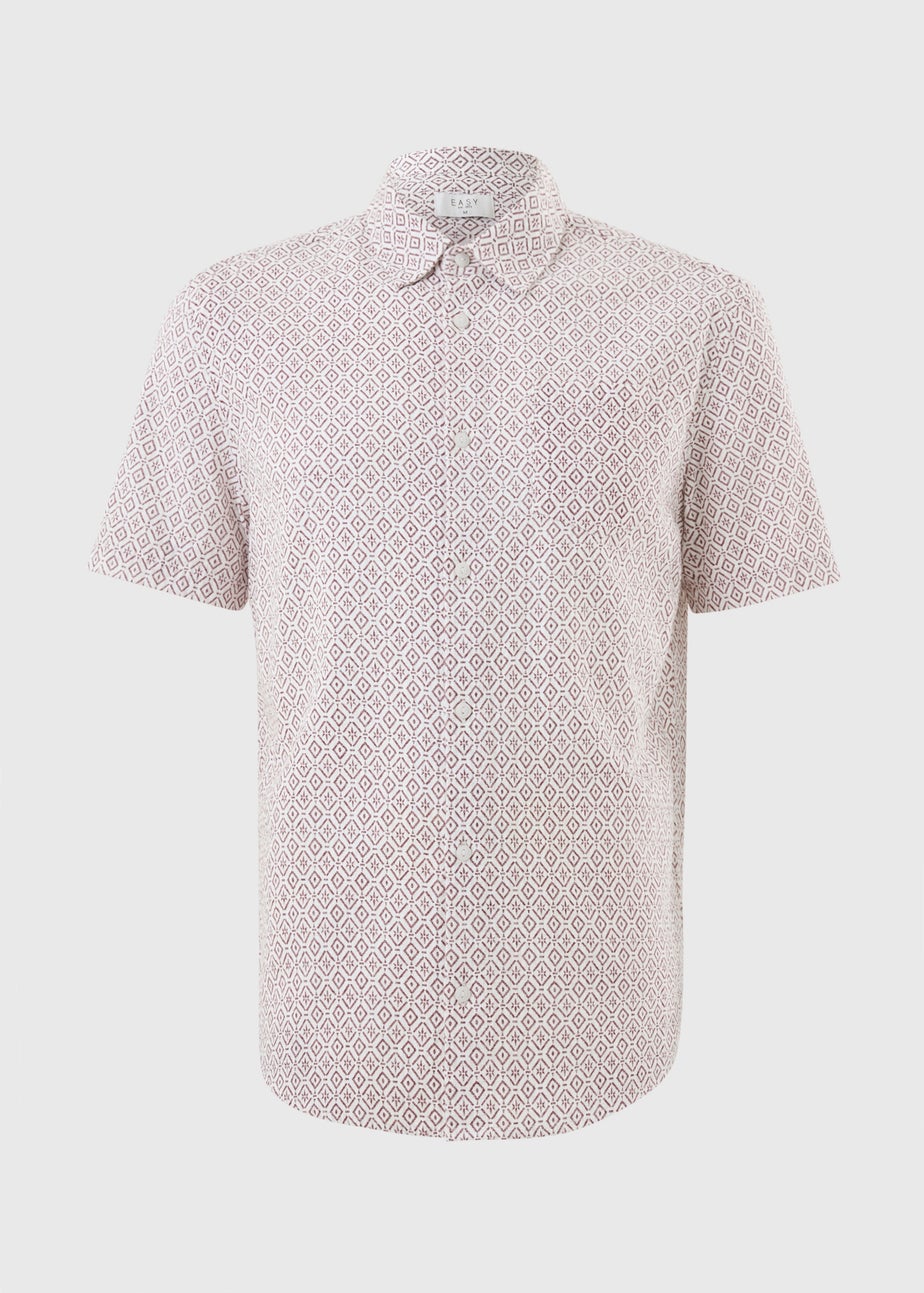 Burgundy Abstract Tribal Seersucker Shirt