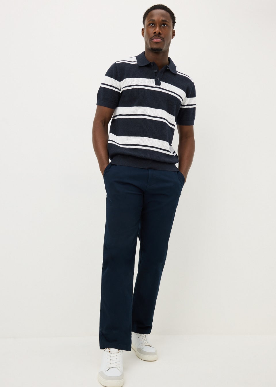 Navy Horizontal Stripe Polo Shirt