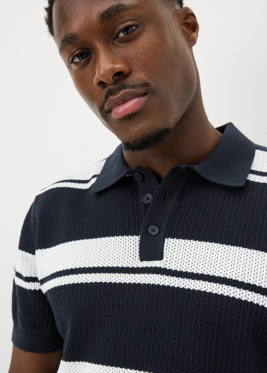 Navy Horizontal Stripe Polo Shirt