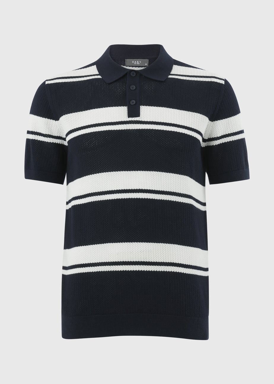 Navy Horizontal Stripe Polo Shirt
