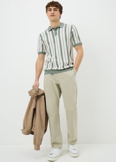 Sage Stripe Pointelle Polo Shirt
