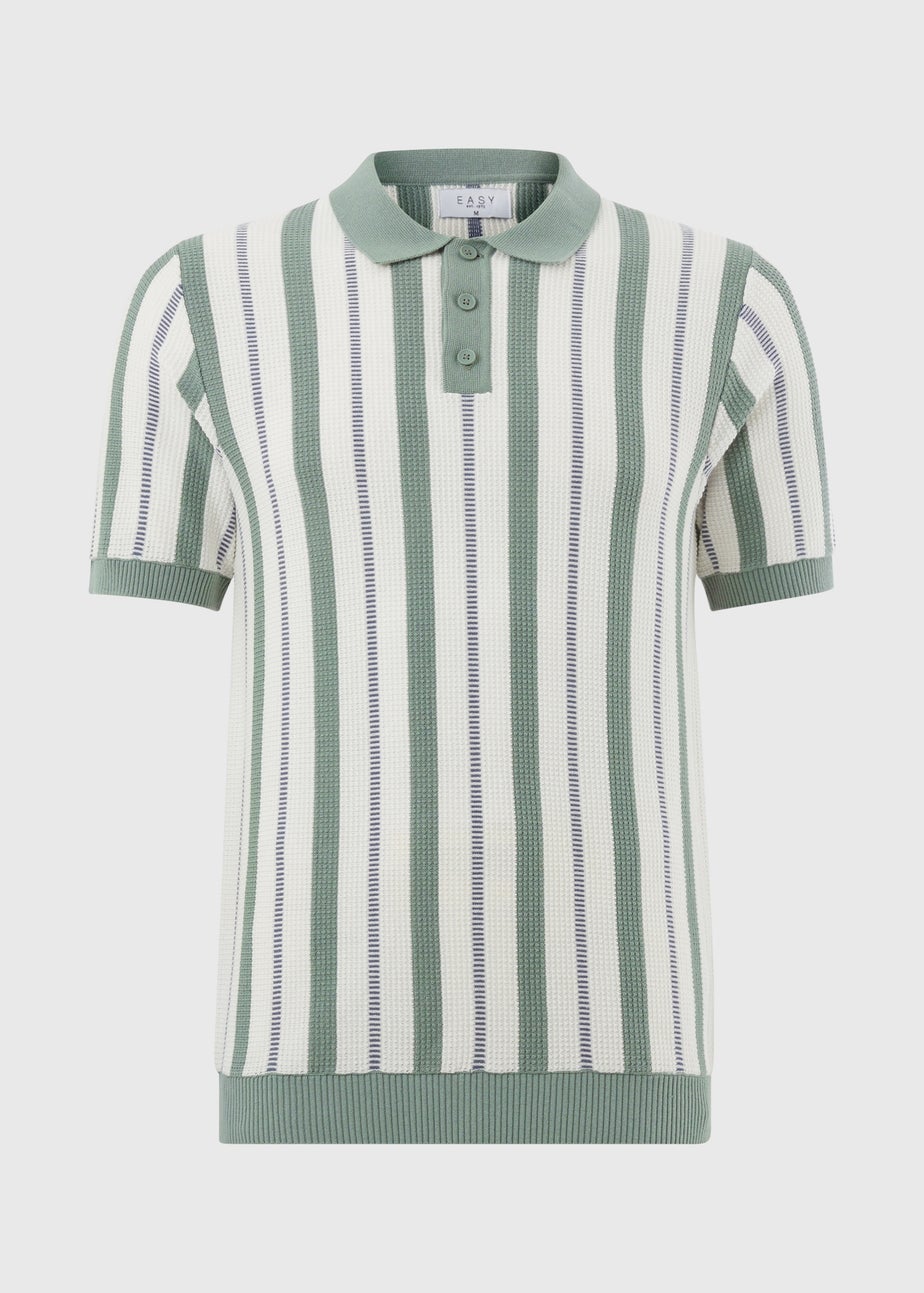 Sage Stripe Pointelle Polo Shirt