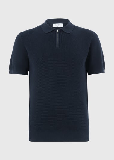 Navy Waffle Polo Shirt