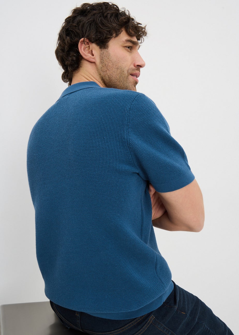 Blue Waffle Polo Top