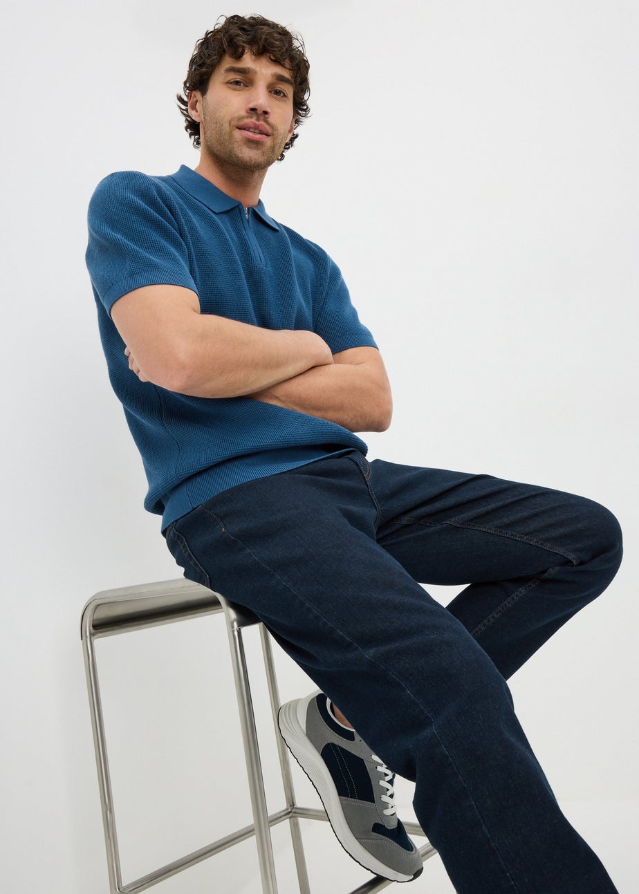 Blue Waffle Polo Top