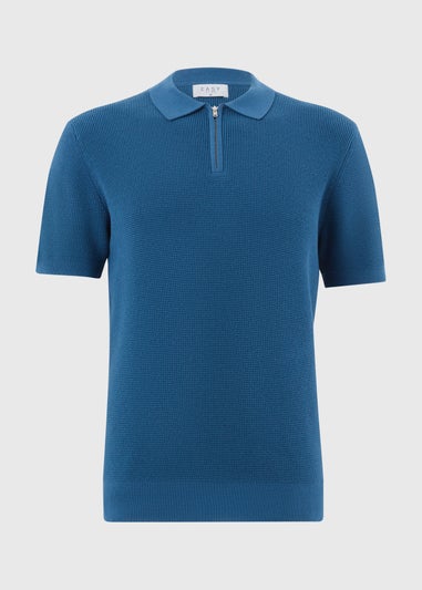 Blue Waffle Polo Top