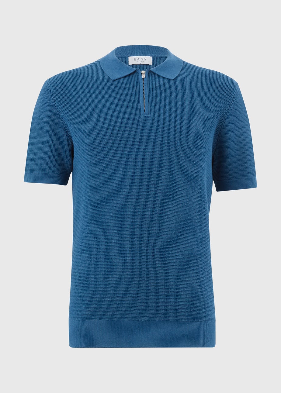 Blue Waffle Polo Top
