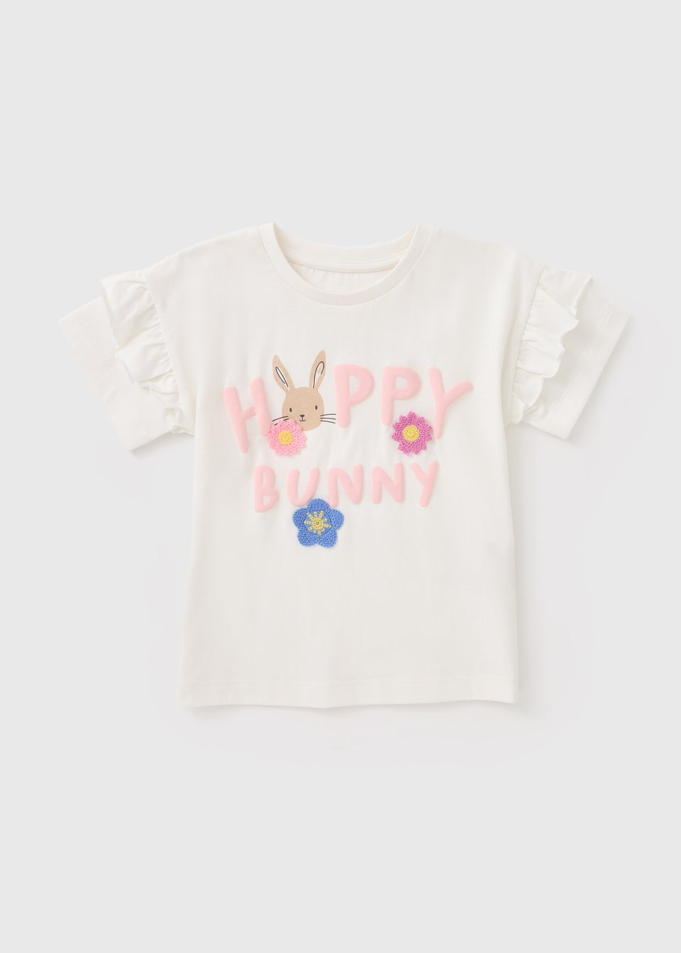 Girls White Happy Bunny T-Shirt (1-7yrs)