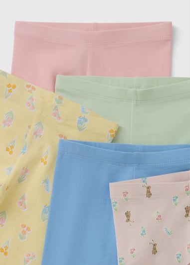 5 Pack Girls Multicolour Bunny Floral Leggings (1-7yrs)