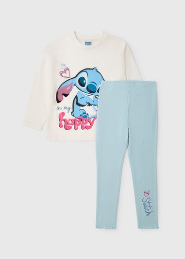 Disney Girls White Stitch Pyjama Set (5-13yrs)