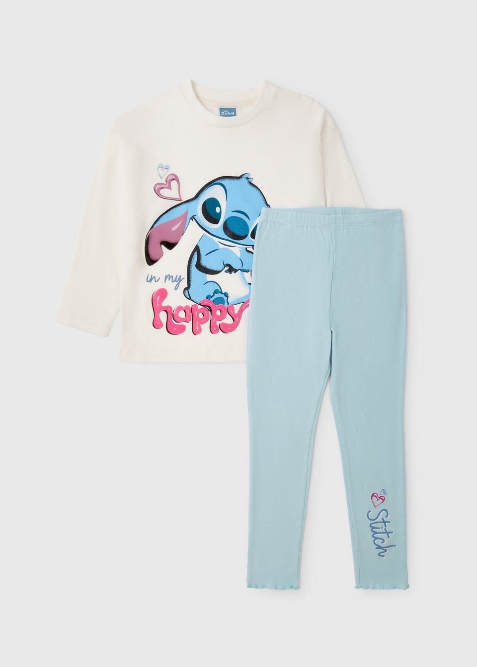 Disney Girls White Stitch Pyjama Set (5-13yrs)