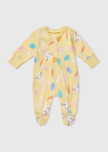 Baby Yellow Easter Print Sleepsuit (Newborn-12mths)