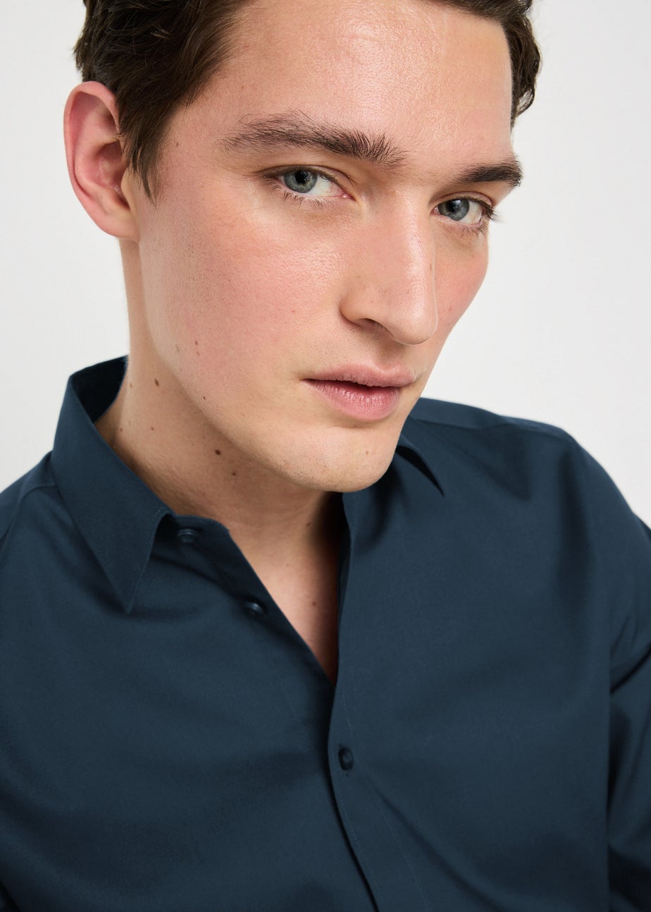 Taylor & Wright Navy Textured Regular Fit Shirt