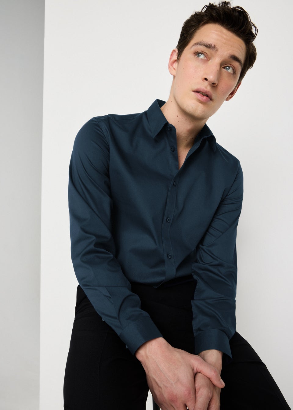 Taylor & Wright Navy Textured Regular Fit Shirt