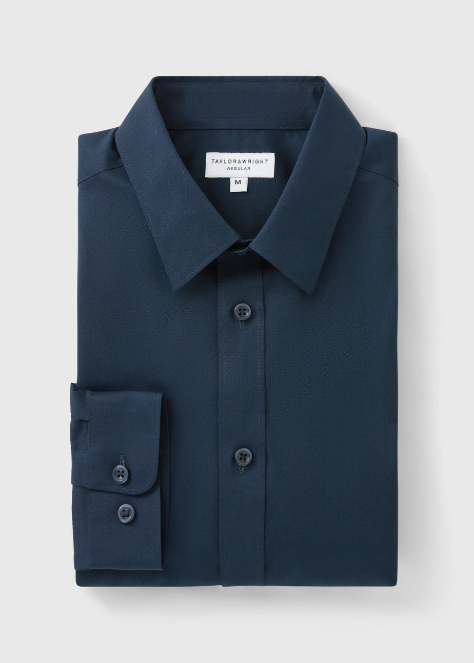 Taylor & Wright Navy Textured Regular Fit Shirt