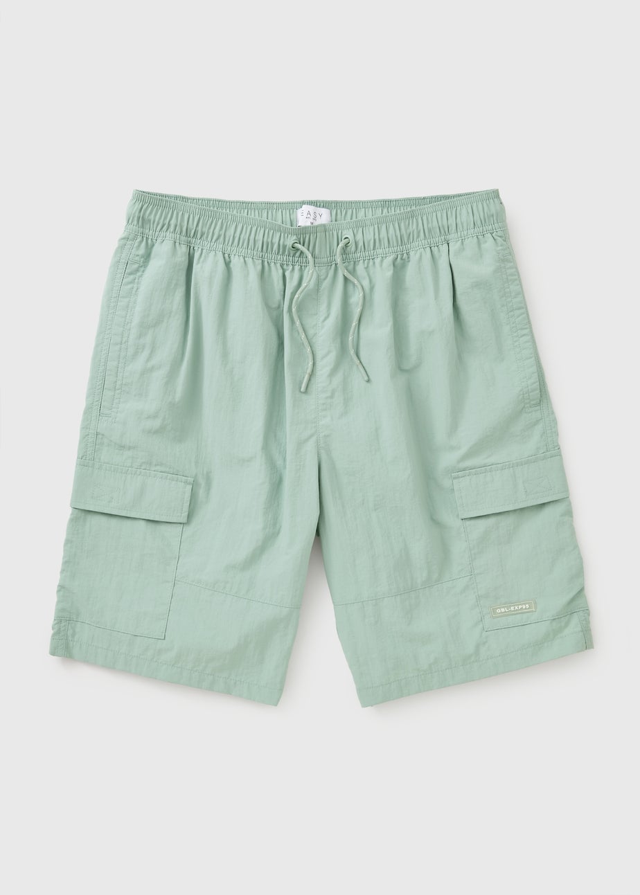 Sage Green Cargo Swim Shorts