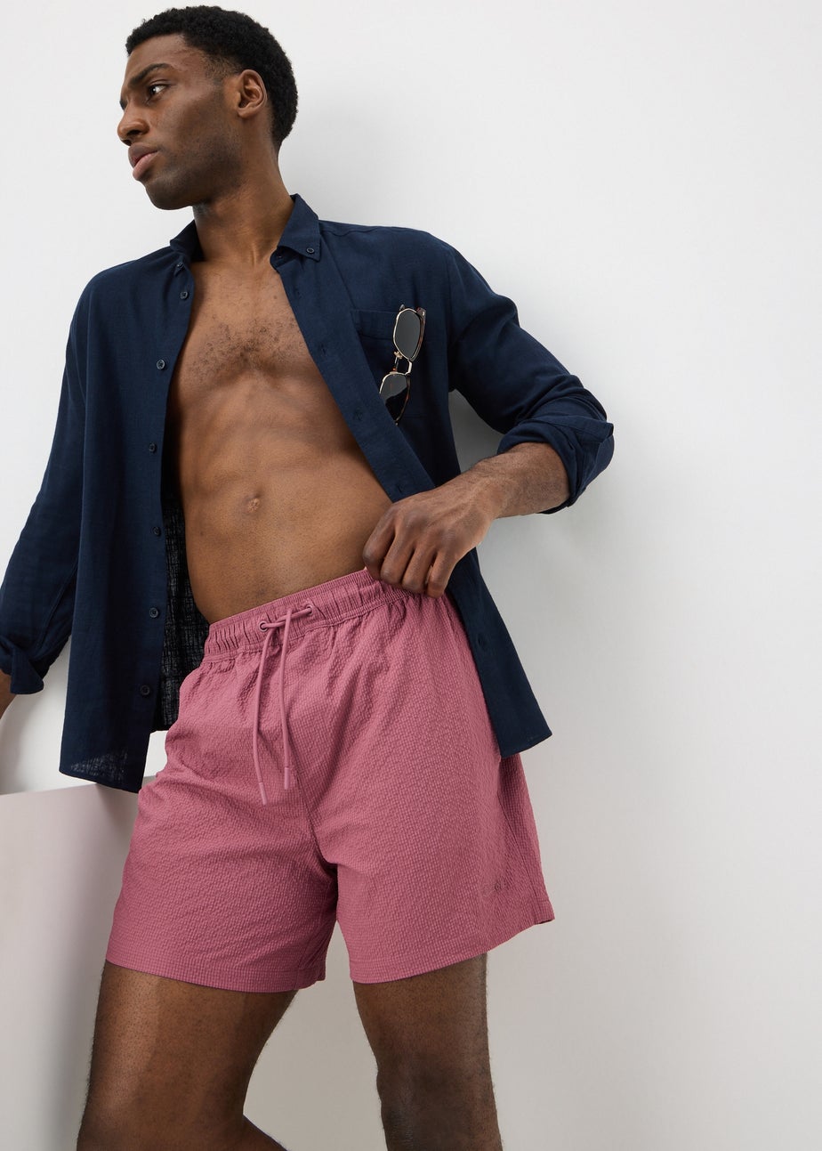 Pink Seersucker Swim Shorts