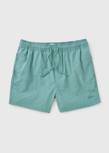 Green Seersucker Stripe Swim Shorts