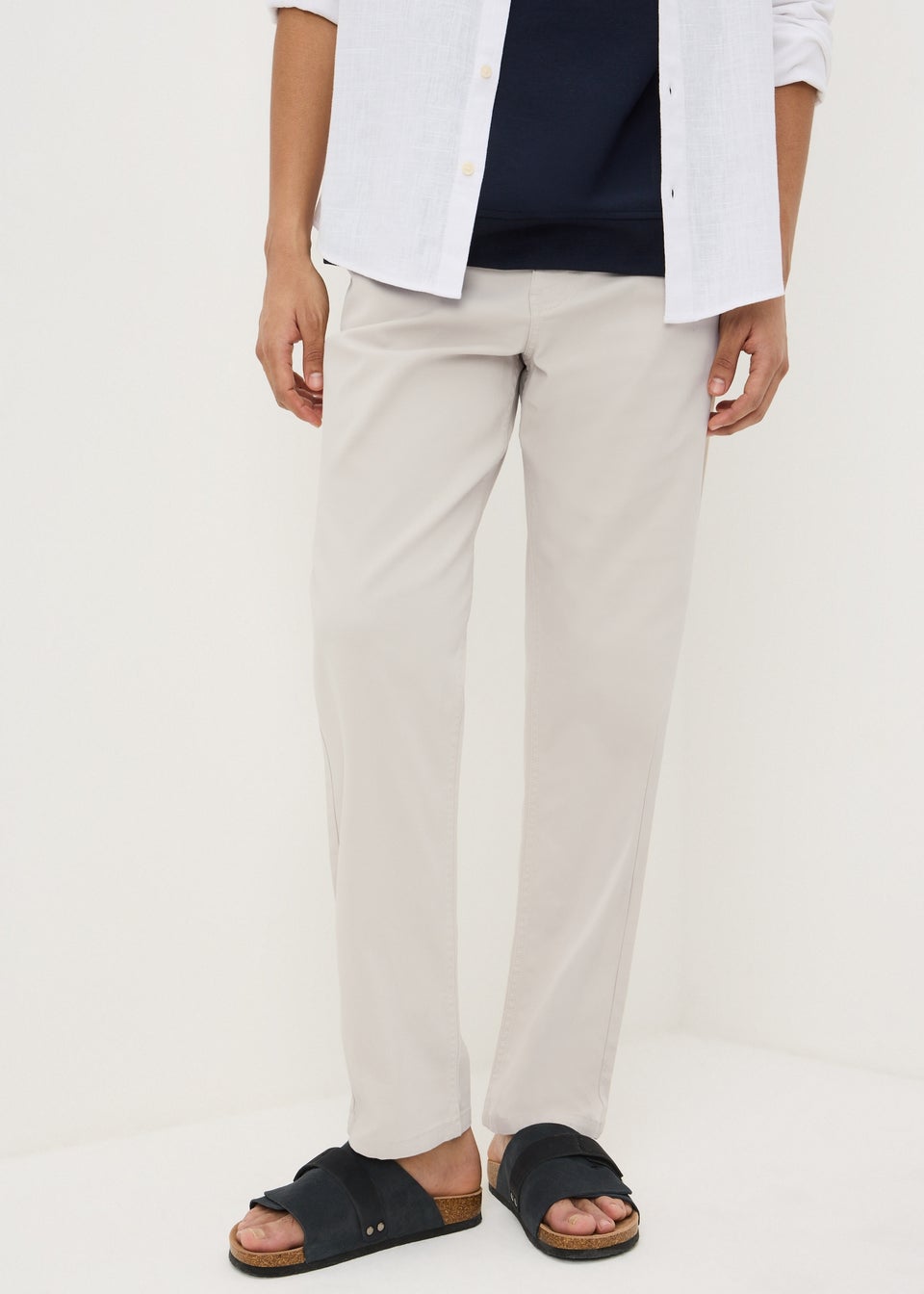 Bone Textured Straight Fit Chinos