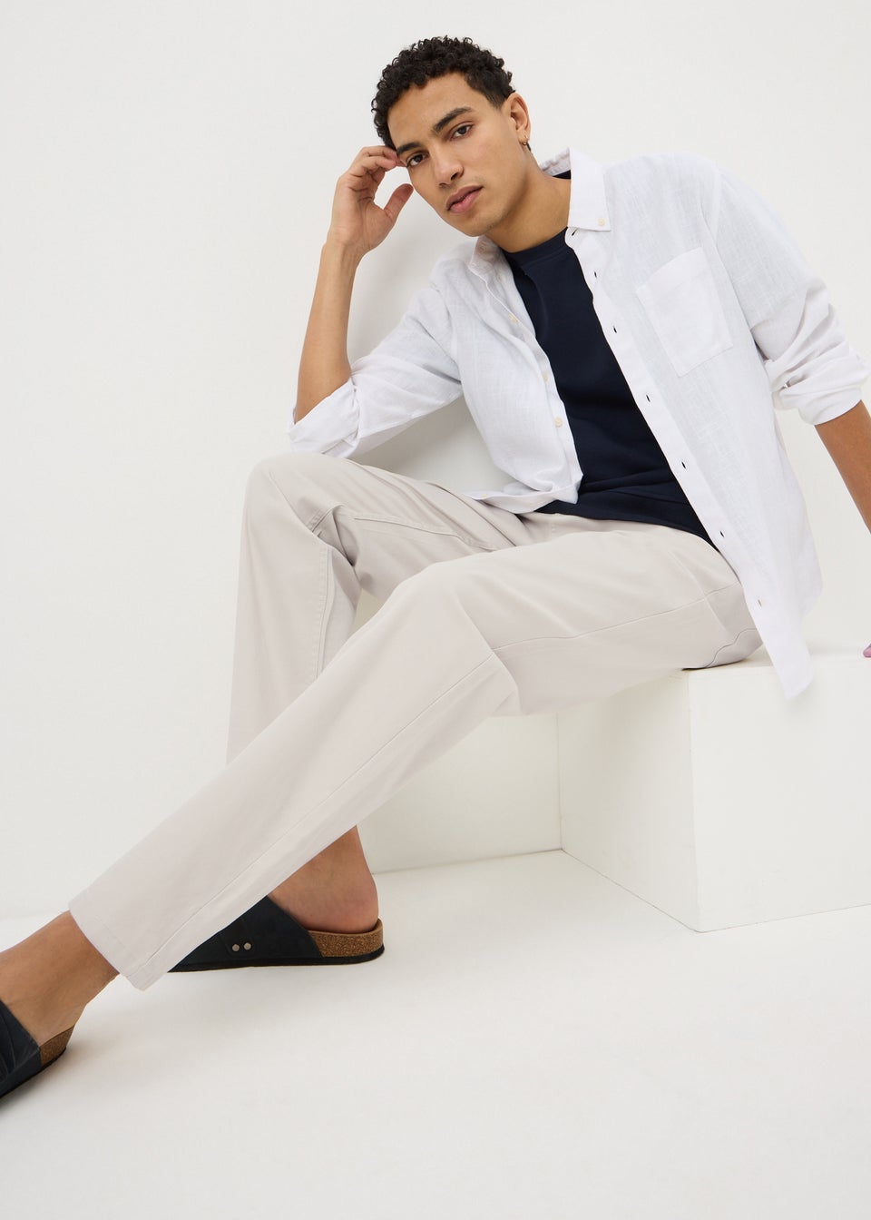 Bone Textured Straight Fit Chinos