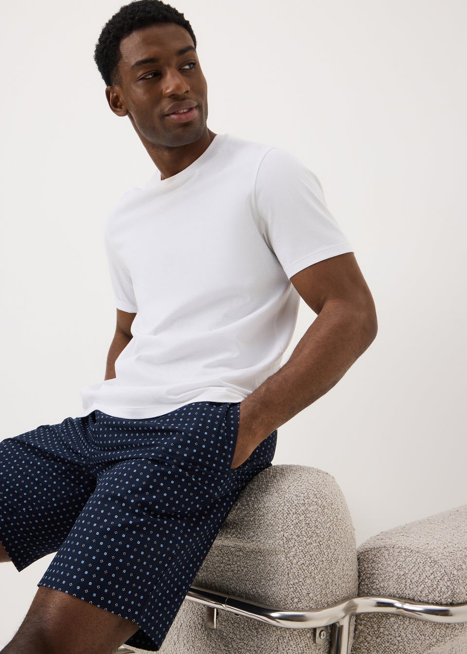 2 Pack Blue Geo Check Woven Pyjama Shorts