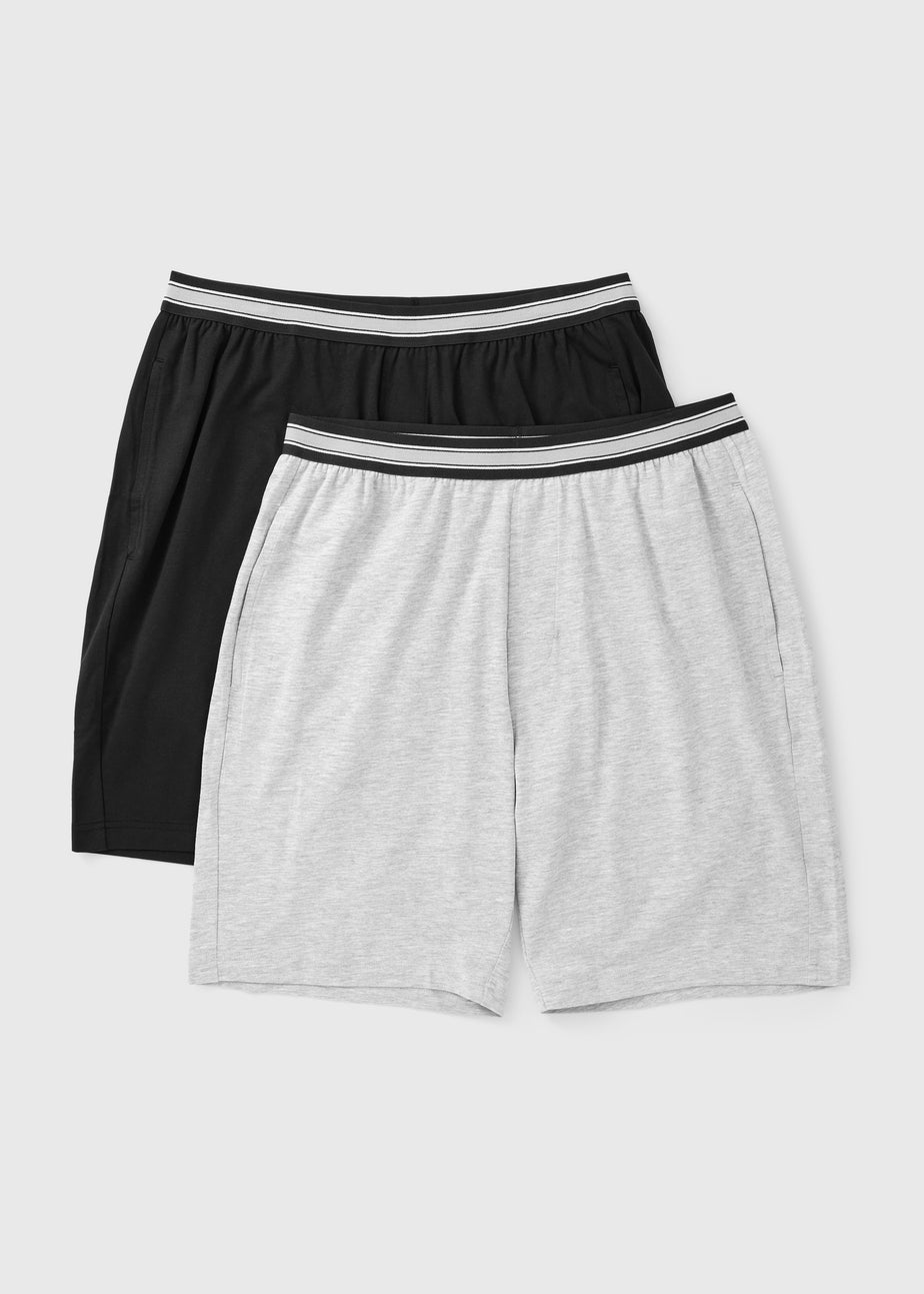 2 Pack Black & Grey Jersey Pyjama Shorts