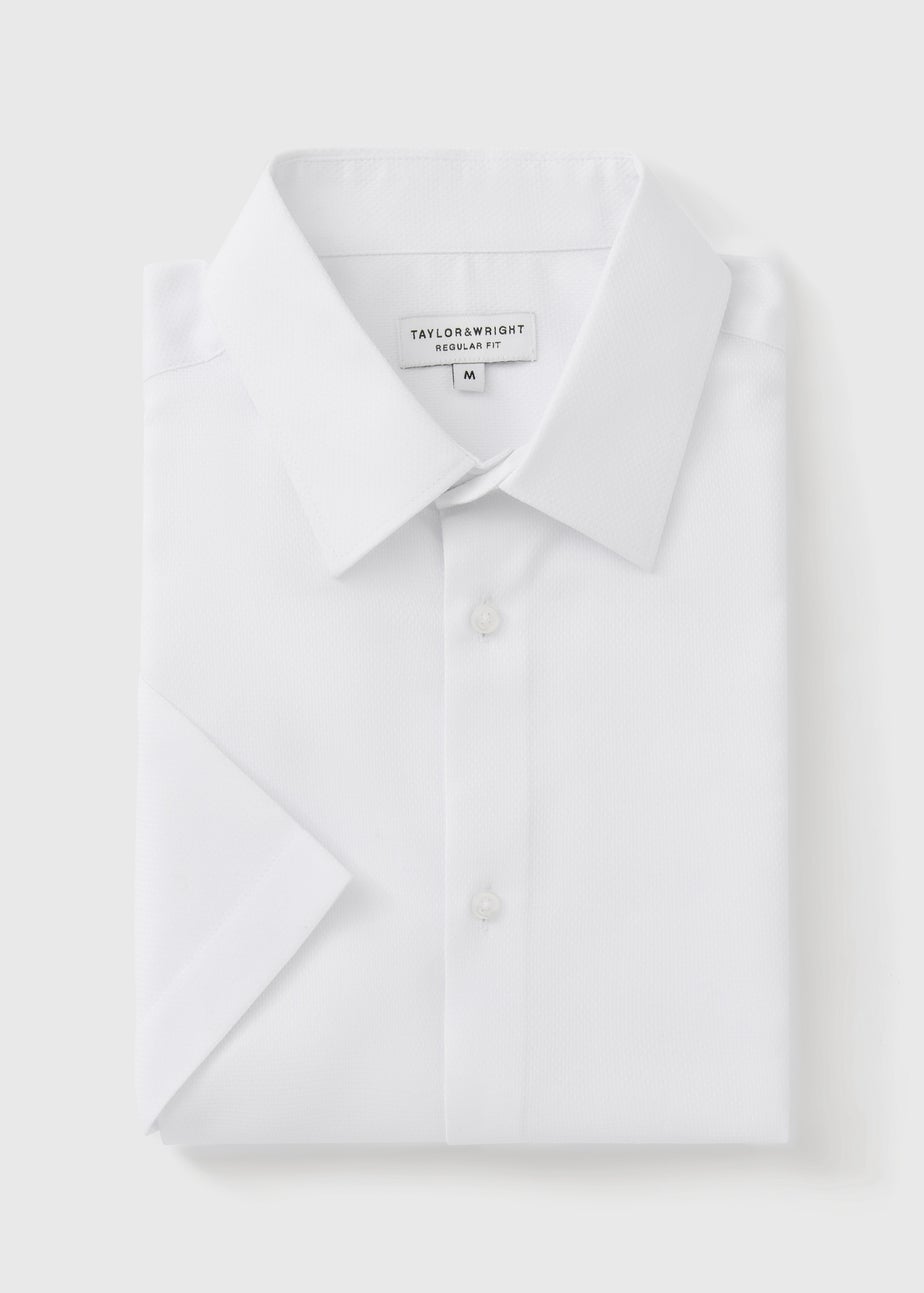 Taylor & Wright White Textured Regular Fit Short Sleeve Shirt