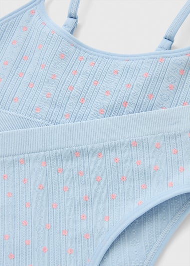 Girls Blue Floral Crop Top & Knicker Set (6-13yrs)