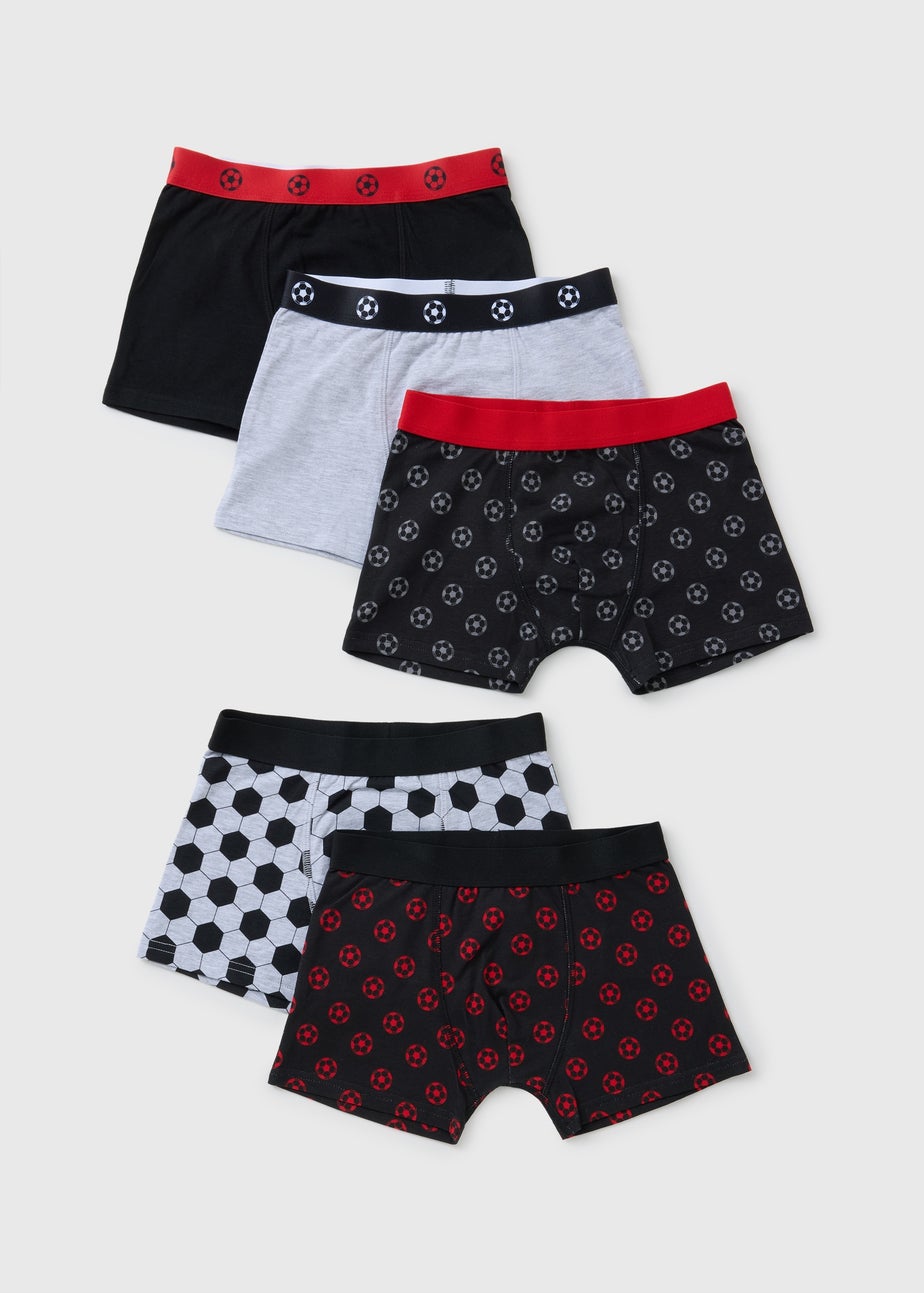 5 Pack Boys Multicolour Football Trunks (2-13yrs)