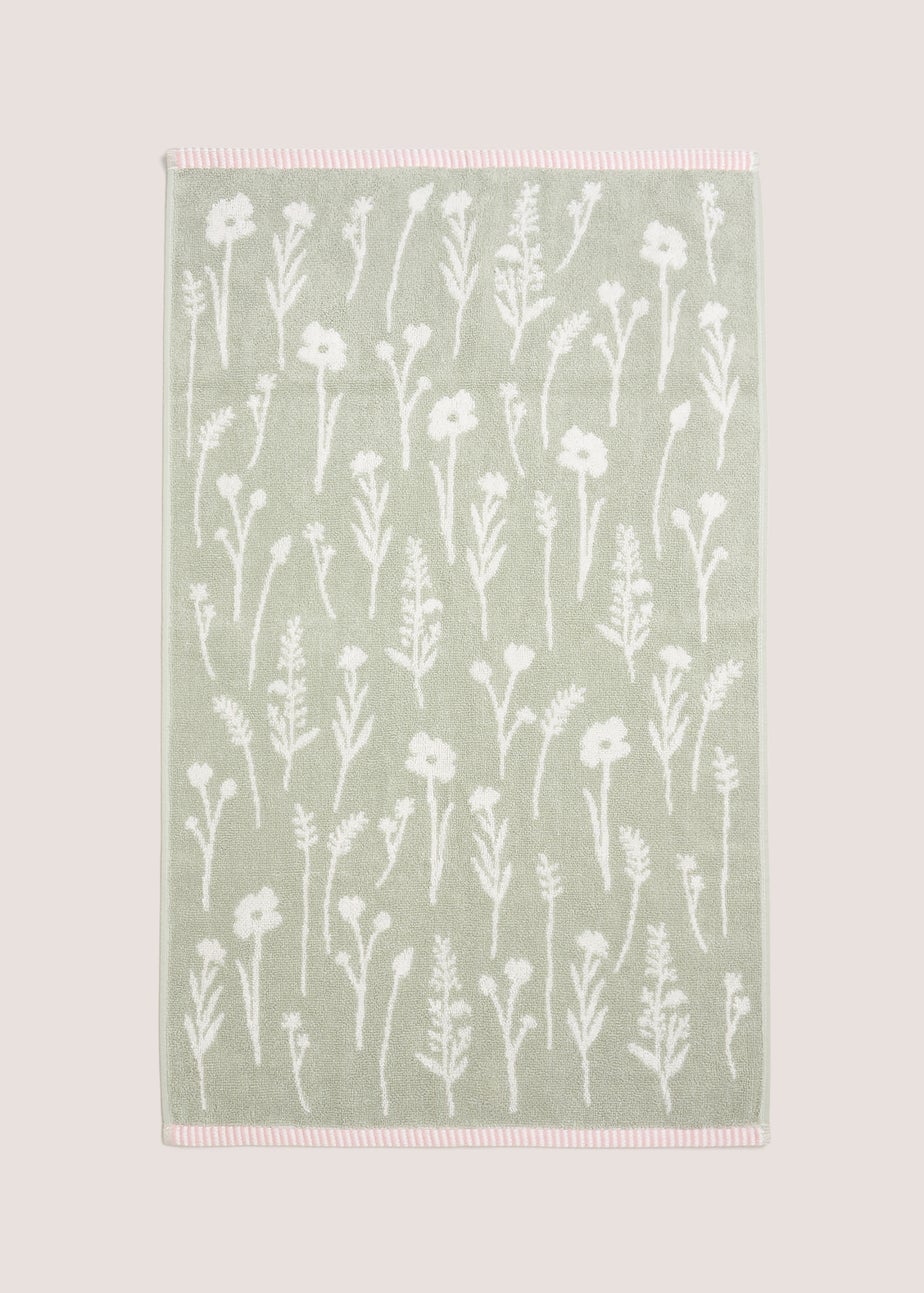 Green Floral Jacquard Towel