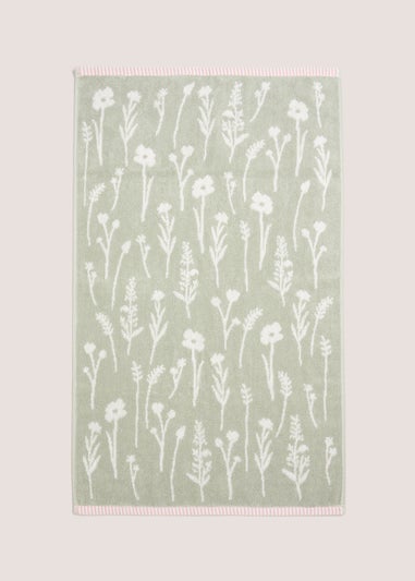 Green Floral Jacquard Towel