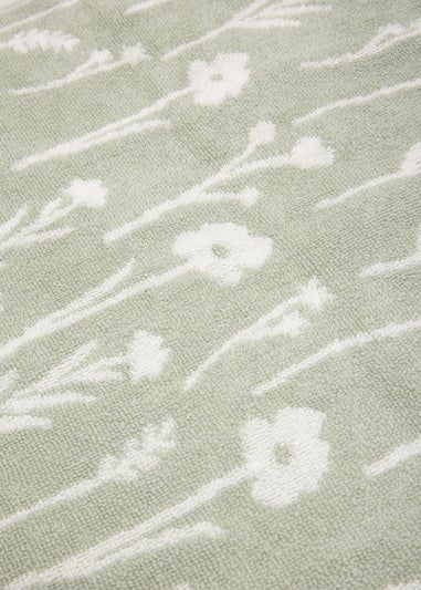 Green Floral Jacquard Towel