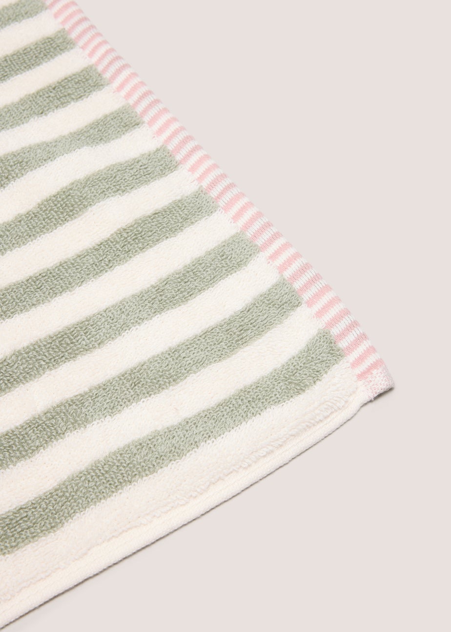 Green Stripe Jacquard Hand Towel