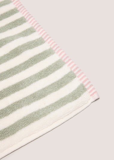 Green Stripe Jacquard Hand Towel