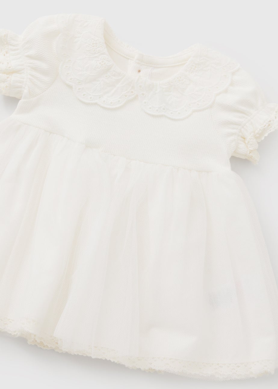 Baby White Mesh Dress (Newborn-23mths)