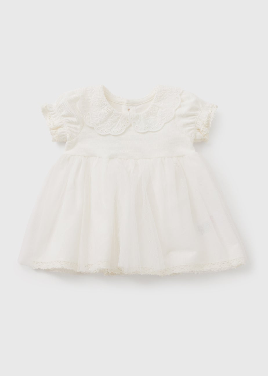 Baby White Mesh Dress (Newborn-23mths)