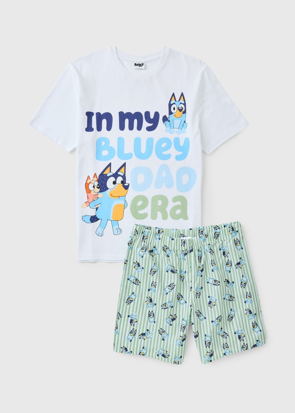 Bluey White Dad Short Matching Family Pyjama Set