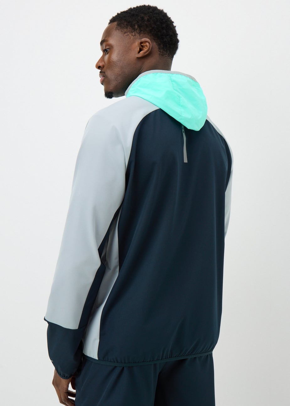 Souluxe Navy Woven Panel Co Ord Zip Through Jacket