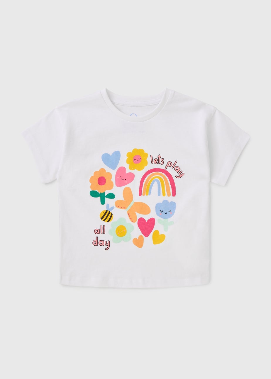 Girls White Lets Play T-Shirt (1-7yrs)