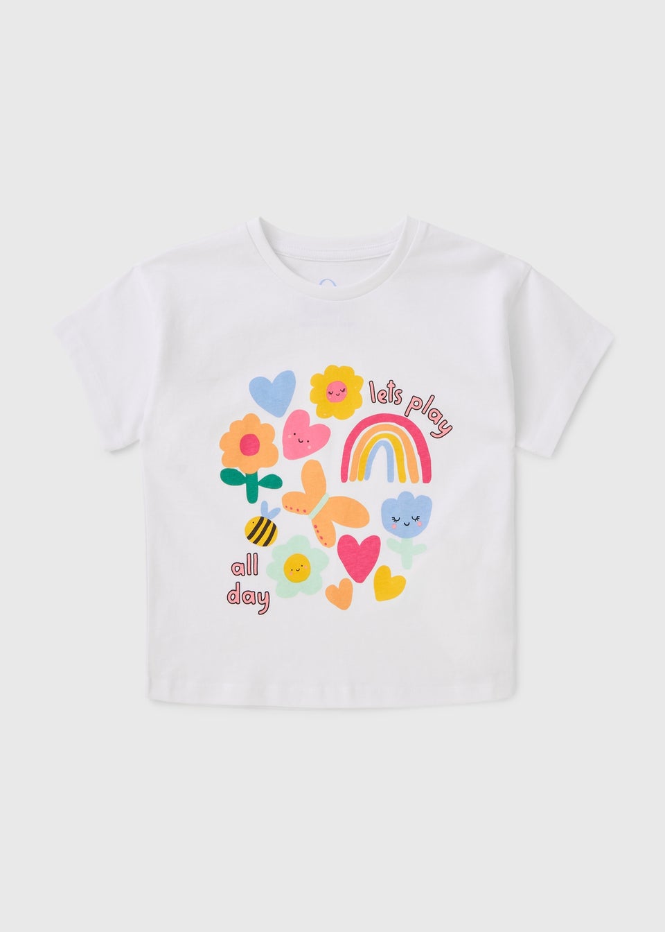 Girls White Lets Play T-Shirt (1-7yrs)