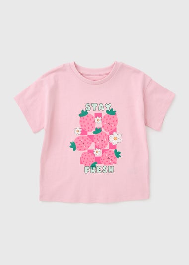 Girls Pink Stay Fresh Strawberry T-Shirt (1-7yrs)
