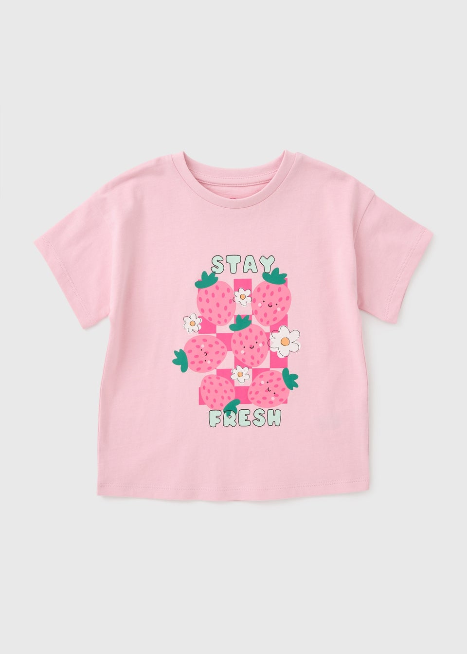 Girls Pink Stay Fresh Strawberry T-Shirt (1-7yrs)